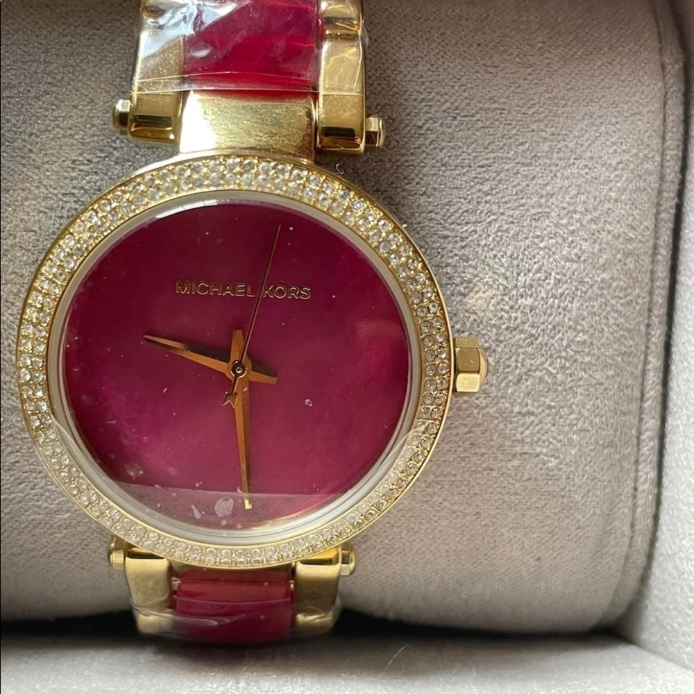 Michael Kors pink color watch with little golden- new